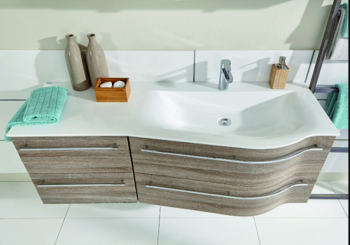 Раковина из минерального литья Puris Swing WMM524L21 140х51 подвесная цвет белый 1 отверстие под смеситель