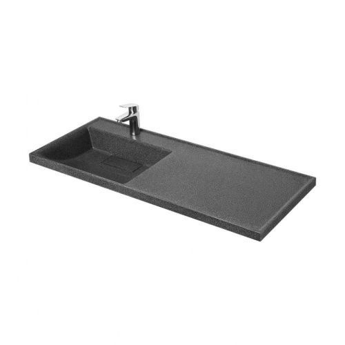 Раковина из литьевого мрамора Aquaton Лондри 120 см 1A72843KLH21L подвесная цвет графит 1 отверстие под смеситель