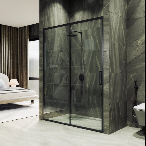 Душевая дверь Maybah Glass MGD-1275-6 100х195 стекло прозрачное профиль черный