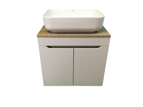 Тумба с раковиной Sintesi STL.W7023_SIN-LVB-APP-409WM 60х55х50 подвесная цвет темно-серый/коричневый/белый