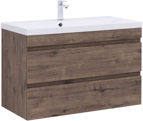 Тумба под раковину Aquanet Нота NEW 00334194 99х47х61 подвесная цвет темное дерево