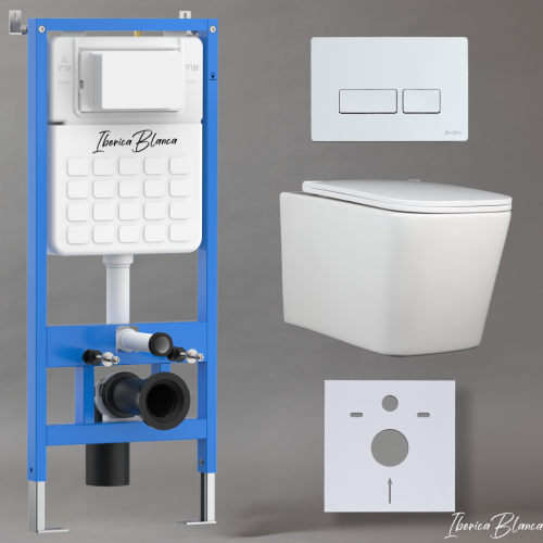 Комплект унитаз с инталляцией и клавишей смыва Iberica Blanca TOLEDO ALTO IB001.TLA.234.211