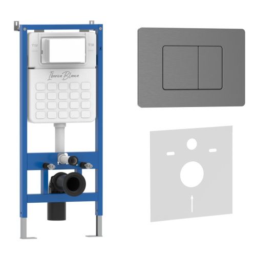 Комплект сантехническая инсталляция с клавишей смыва Iberica Blanca INOX-C IB001.118