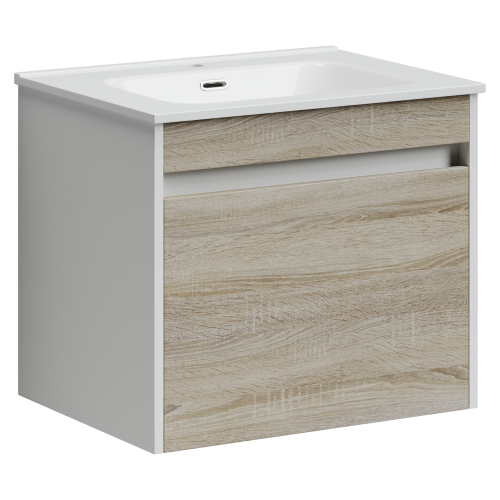 Тумба под раковину Sancos Smart SM60E 59х45х50 подвесная цвет дуб бардолино/белый
