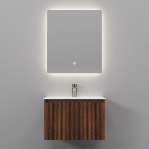 Тумба с раковиной+зеркало Art Decco Camilla (Камилла) ACM06W22S2MF 60x45x40 подвесная цвет черный орех