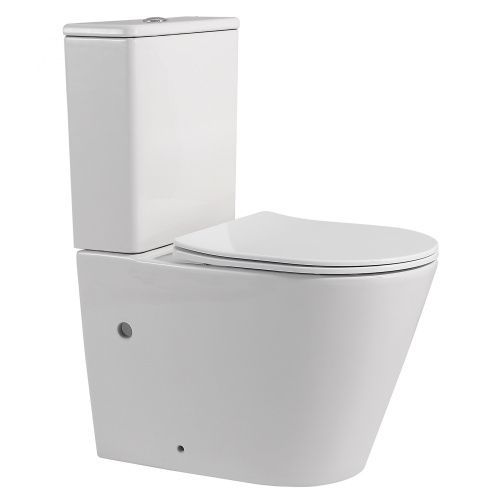 Унитаз напольный с бачком Abber Bequem AC1112 белый с сиденьем безободковый каскадный смыв