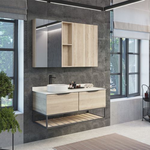 Тумба с раковиной Comforty Порто 00-00008905CF 120х52х65 подвесная цвет дуб дымчатый