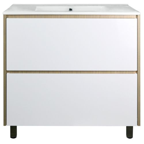 Тумба с раковиной Loranto Stella CS00076456 81х46х81 напольная цвет дуб дымчатый/белый