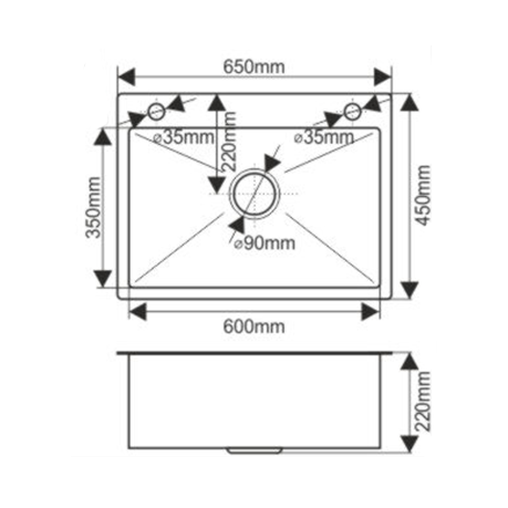 Кухонная мойка Melana ProfLine H6545 сатин 65х45 цвет сатин поверхность матовая - фото 4