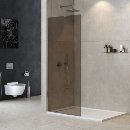 Душевая перегородка Cezares LIBERTA LIBERTA-L-1-TB-90-BR-Cr 90х195 стекло тонированное профиль хром глянцевый