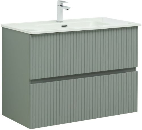 Тумба под раковину Aquanet Джейн 00313319 89х44х64 напольная/подвесная цвет зеленый/серый