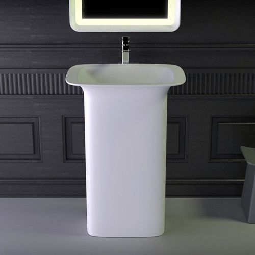 Раковина керамическая Knief Glam 60 см 0600-082-01WA напольная цвет белый матовый без отверстий под смеситель