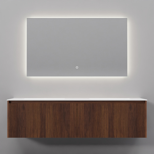 Тумба с раковиной+зеркало Art Decco Camilla (Камилла) ACM15W22D2M0 150x45x40 подвесная цвет черный орех