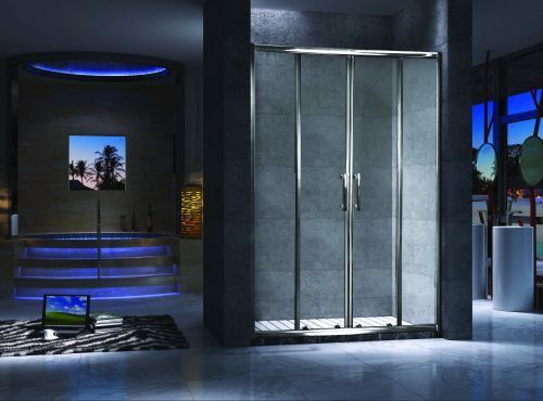 Душевая дверь Esbano ESUGR8034 150х195 стекло рифленое профиль хром глянцевый