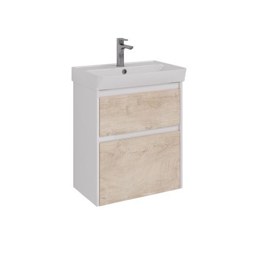 Тумба под раковину LeMark Combi LM03C60T-dub 57х35х65 напольная/подвесная цвет дуб канти/белый