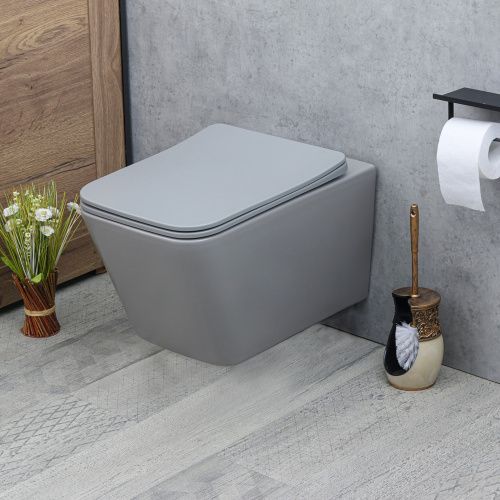 Унитаз подвесной Melana 310304MG серый с сиденьем микролифт безободковый