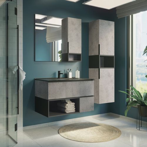 Зеркало-шкаф Comforty Франкфурт 00-00006504CF 88х16х80 подвесной цвет бетон светлый