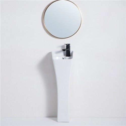 Раковина из санфаянса CeramaLux M9012 27х32 напольная цвет белый 1 отверстие под смеситель - фото 4