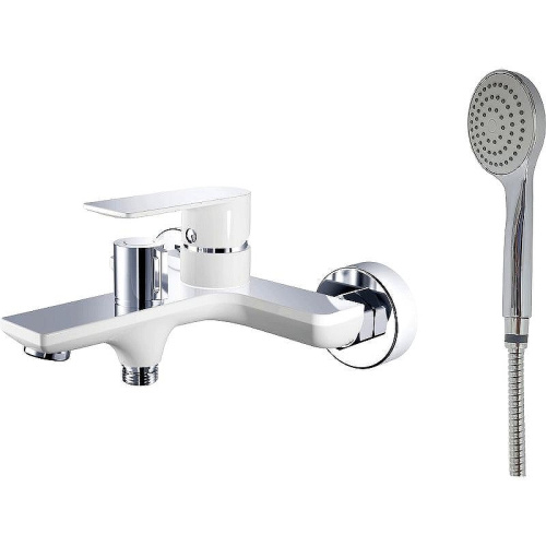Cмеситель для ванны и душа Haiba HB60505-8 настенный белый/хром