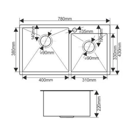Кухонная мойка Melana ProfLine S7843HB графит 78х43 цвет графит поверхность матовая - фото 2