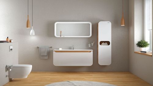 Шкаф-пенал Creavit Pion PN2160.02.BDM 40х32х160 подвесной цвет белый/коричневый