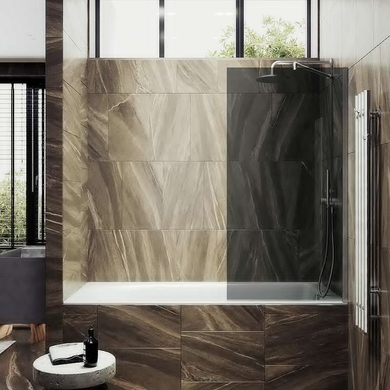 Душевая шторка на ванну Maybah Glass MGV-81-5ш 70х140 стекло тонированное профиль хром ориентация универсальная