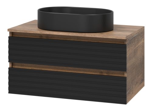 Тумба под раковину Brevita Dakota DAK-09080-19/02-2Я 80х48х43 подвесная цвет черный/коричневый
