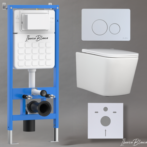 Комплект унитаз с инталляцией и клавишей смыва Iberica Blanca TOLEDO ALTO IB001.TLA.234.811