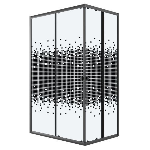 Душевой уголок Niagara Eco NG-1018-14QBLACK 98х78 стекло с рисунком профиль черный матовый без поддона