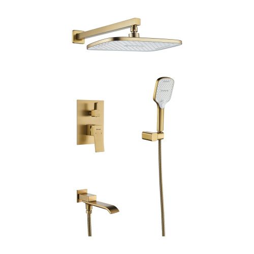 Душевая система Shevanik S4035G встраиваемая в стену цвет золотой сатин