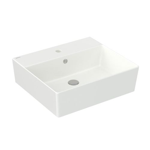 Раковина из сантехнического фарфора Berges Ego 182002 51х45 подвесная цвет белый глянцевый 1 отверстие под смеситель