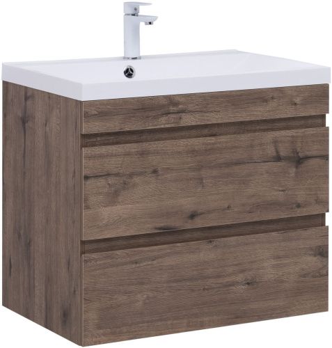 Тумба под раковину Aquanet Нота NEW 00334192 74х47х61 подвесная цвет темное дерево