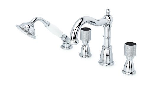 Смеситель Boheme Royal Cristal 396-Royal/CRST black на борт ванны хром