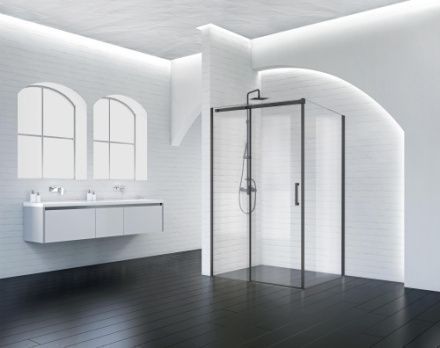 Душевой уголок BelBagno ACQUA ACQUA-AH-1-130/90-C-NERO 130х90 стекло прозрачное профиль черный без поддона