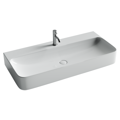 Раковина из сантехнического фарфора Ceramica Nova AURA CN2007 100х47 подвесная цвет белый 1 отверстие под смеситель