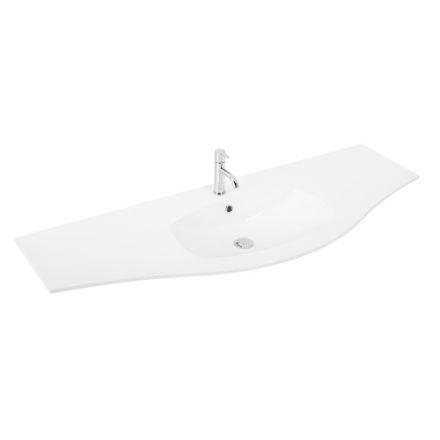 Раковина из искусственного камня Cezares 50155 138х52 подвесная цвет белый 1 отверстие под смеситель