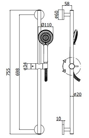 Душевой гарнитур Paffoni Ginevra ZSAL146NO настенный черный матовый - фото 3