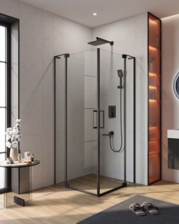 Душевой уголок Cezares SLIDER SLIDER-AH-2-90/100-100/110-C-NERO 90х100 стекло прозрачное профиль черный без поддона