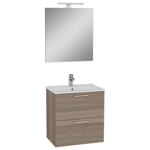 Комплект мебели: тумба 60х39х62 + раковина + зеркало Vitra Mia 75103 подвесной цвет коричневый