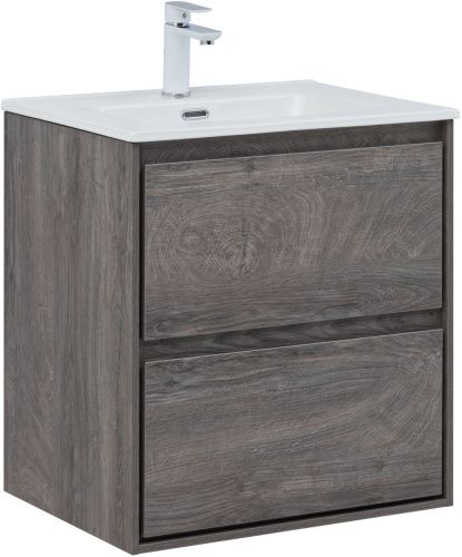Тумба под раковину Aquanet Милан 00336372 60х45х64 подвесная цвет темное дерево