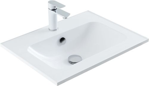 Раковина из литьевого мрамора Aquanet Арт 00306390 59х45 полувстраиваемая цвет белый 1 отверстие под смеситель