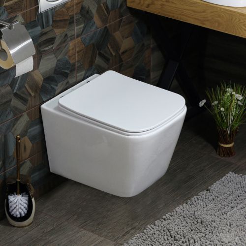 Унитаз подвесной Melana 310304-805 белый с сиденьем микролифт безободковый душевой смыв