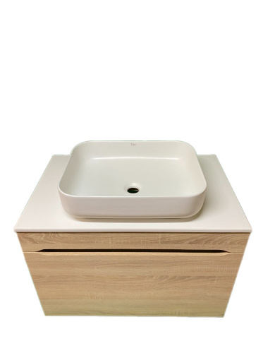 Тумба с раковиной Sintesi STL.W7817_SIN-LVB-APP-409 60х55х49 подвесная цвет бежевый/светло-коричневый/белый/золотой