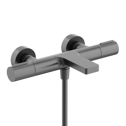 Смеситель для ванны и душа Sancos Etna SC9006GG настенный вороненая сталь с термостатом