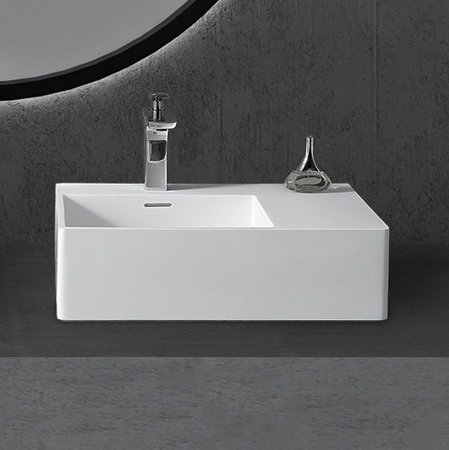 Раковина из искусственного камня Abber STEIN AS2644 L 56х39 подвесная цвет белый матовый без отверстий под смеситель