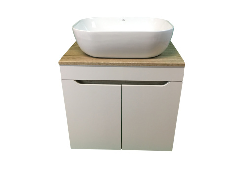 Тумба с раковиной Sintesi STL.W7024_SIN-LVB-APP-403 60х55х50 подвесная цвет белый/коричневый