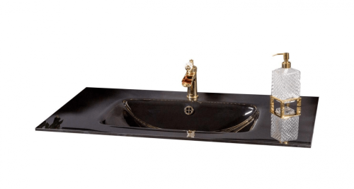 Раковина стеклянная Armadi Art NeoArt 852-110-B 111х52 полувстраиваемая цвет графит 1 отверстие под смеситель