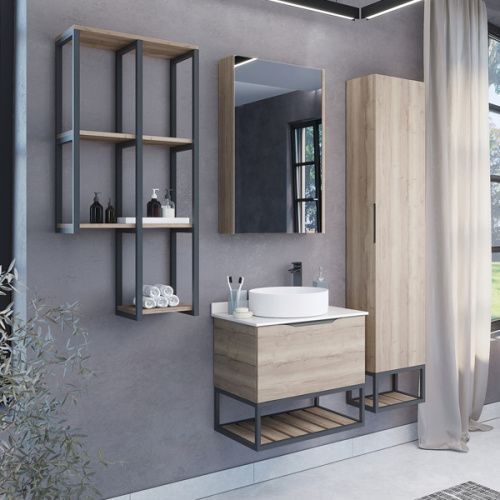 Зеркало-шкаф Comforty Порто 00-00009233CF 49х14х80 подвесной цвет дуб дымчатый