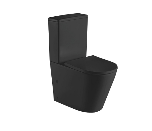Унитаз напольный с бачком CeramaLux 2179MB черный матовый с сиденьем микролифт безободковый каскадный смыв