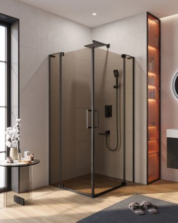 Душевой уголок Cezares SLIDER SLIDER-AH-2-70/80-80/90-BR-NERO 70х80 стекло тонированное профиль черный без поддона